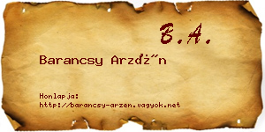 Barancsy Arzén névjegykártya